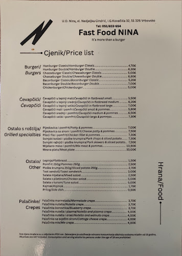 Opinii despre Fast Food NINA în Vrbovsko - Gastronomija i ugostiteljstvo