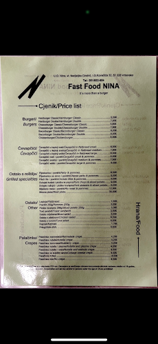 Fast Food NINA - Gastronomija i ugostiteljstvo