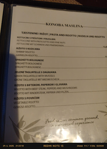 Opinii despre Konoba Maslina în Pridraga - Gastronomija i ugostiteljstvo