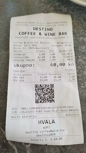 Opinii despre Destino Coffee & Wine Bar în Zadar - Gastronomija i ugostiteljstvo