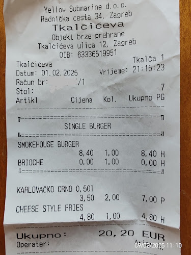Opinii despre Submarine Burger Tkalčićeva în Zagreb - Gastronomija i ugostiteljstvo