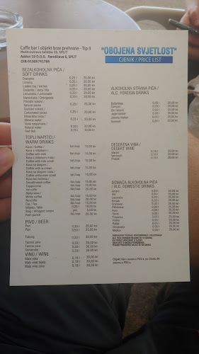 Opinii despre Kafić Obojena Svjetlost în Split - Gastronomija i ugostiteljstvo