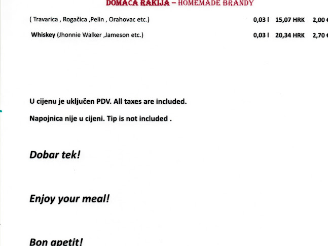 Corto Maltese - Gastronomija i ugostiteljstvo