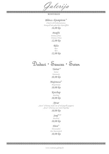 Restoran Galerija - Gastronomija i ugostiteljstvo