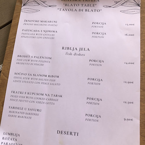 Konoba pizzeria Zlinje - Gastronomija i ugostiteljstvo