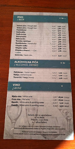 Adriatik - Gastronomija i ugostiteljstvo