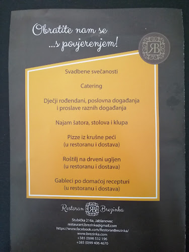 Restoran Brezinka - Gastronomija i ugostiteljstvo