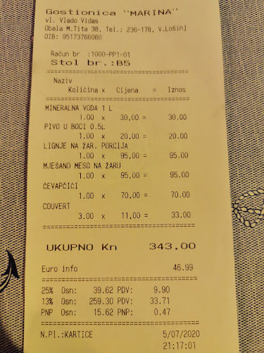 Opinii despre Gostionica Marina în Veli Lošinj - Gastronomija i ugostiteljstvo