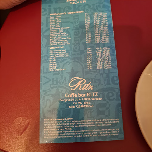 Opinii despre Caffe bar Ritz în Varaždin - Gastronomija i ugostiteljstvo