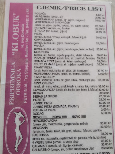 Opinii despre Pizzeria Klobuk în Petrinja - Gastronomija i ugostiteljstvo
