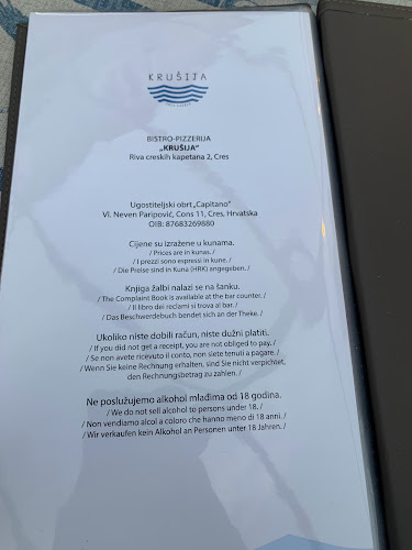 Opinii despre Bistro-pizzeria Krusija în Cres - Gastronomija i ugostiteljstvo