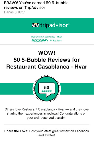 Casablanca Hvar - Gastronomija i ugostiteljstvo