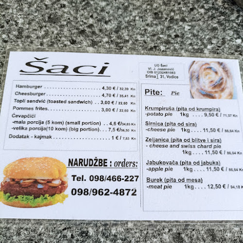 Šaci - Gastronomija i ugostiteljstvo