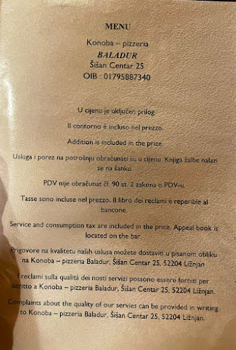 Konoba-Pizzeria Baladur - Gastronomija i ugostiteljstvo
