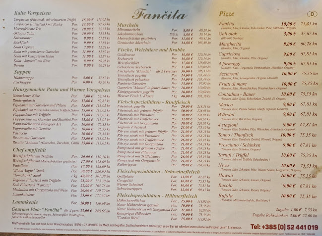 Fančita - Gastronomija i ugostiteljstvo